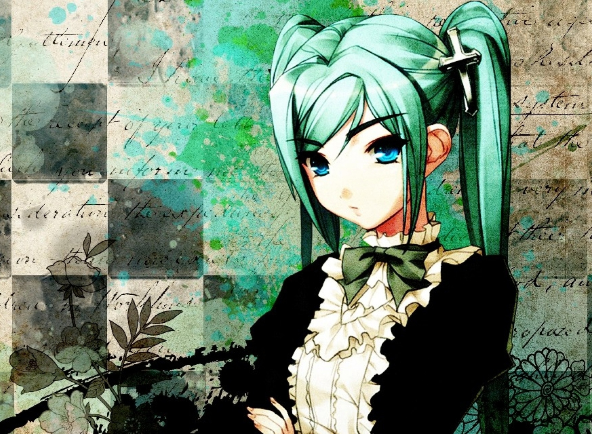 Sfondi Anime Girl Green Hair 1920x1408