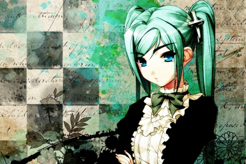 Das Anime Girl Green Hair Wallpaper 480x320