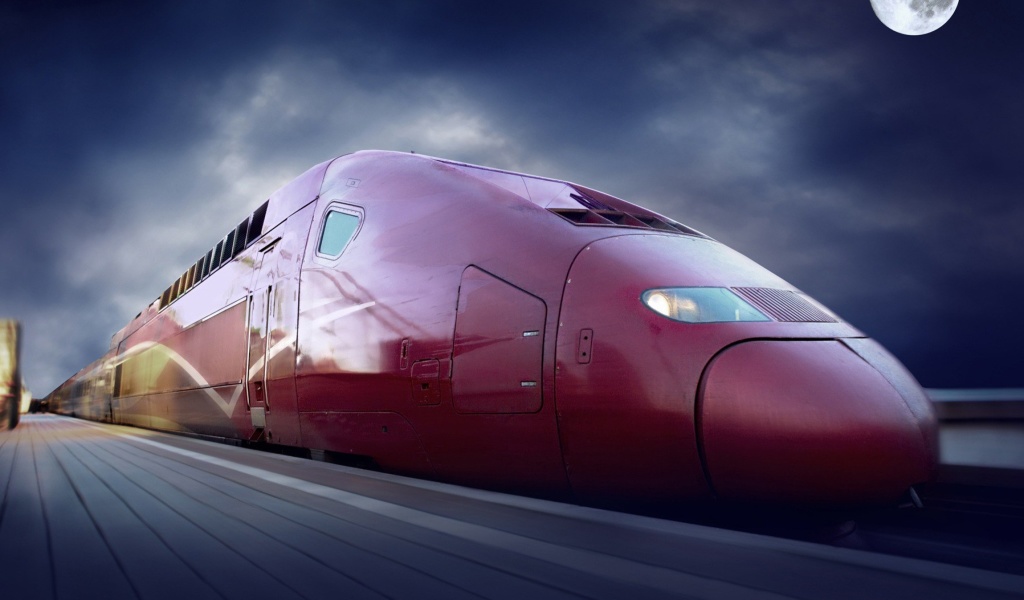 Fondo de pantalla Thalys train on high speed line 1024x600