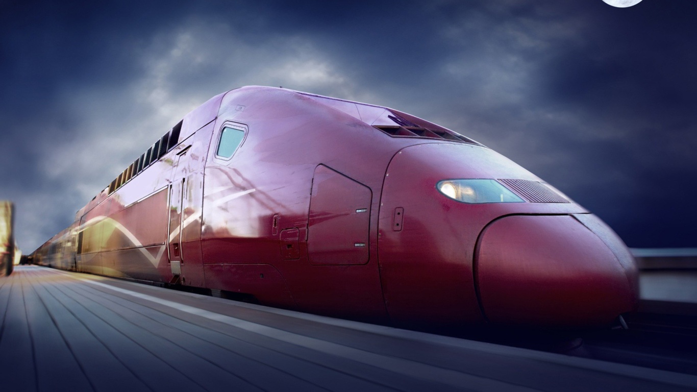 Das Thalys train on high speed line Wallpaper 1366x768