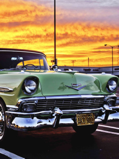 Das Chevrolet Classic Convertible 1956 Wallpaper 240x320