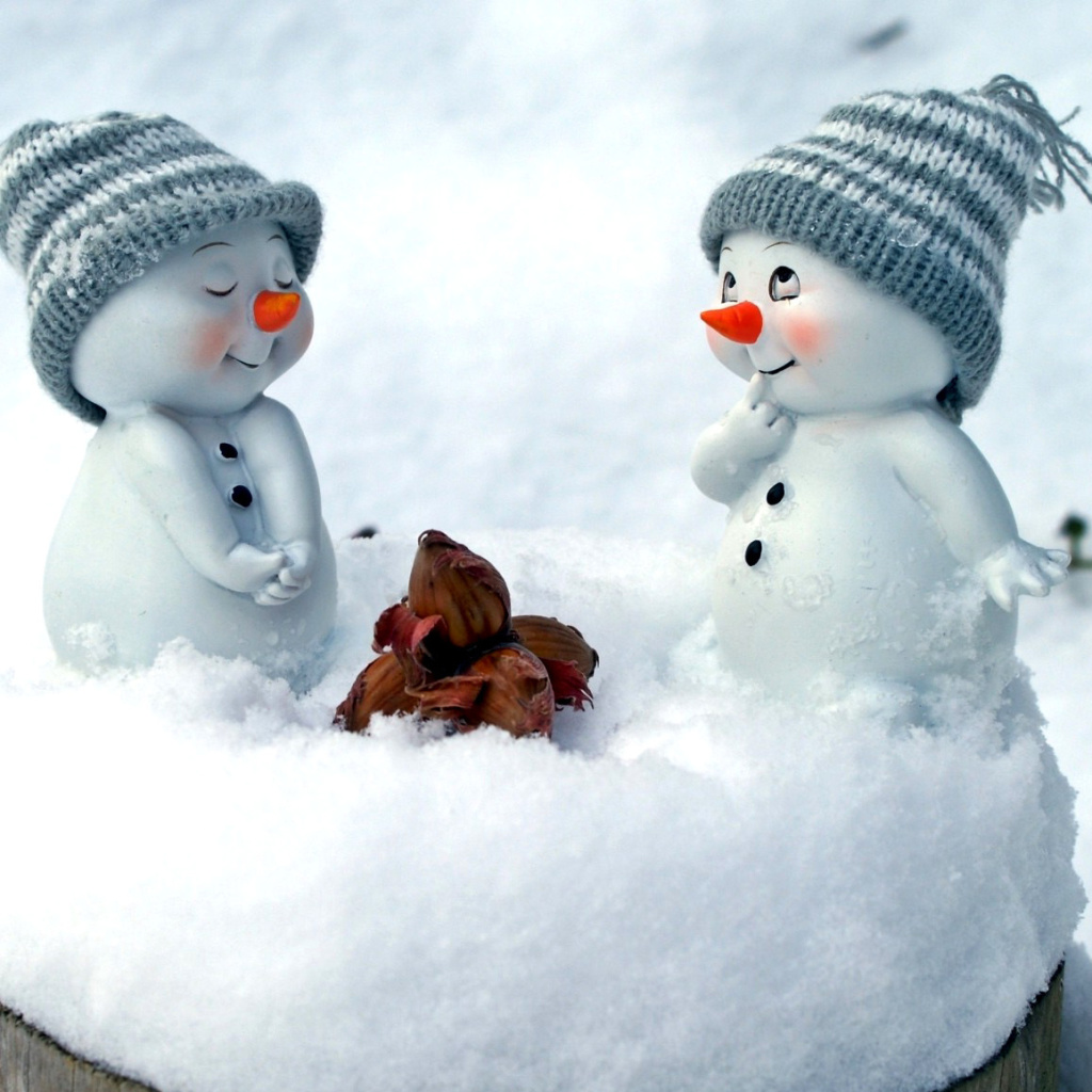 Cute Snowman Christmas Decoration Figurine wallpaper 1024x1024