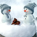 Fondo de pantalla Cute Snowman Christmas Decoration Figurine 128x128
