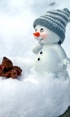 Обои Cute Snowman Christmas Decoration Figurine 240x400
