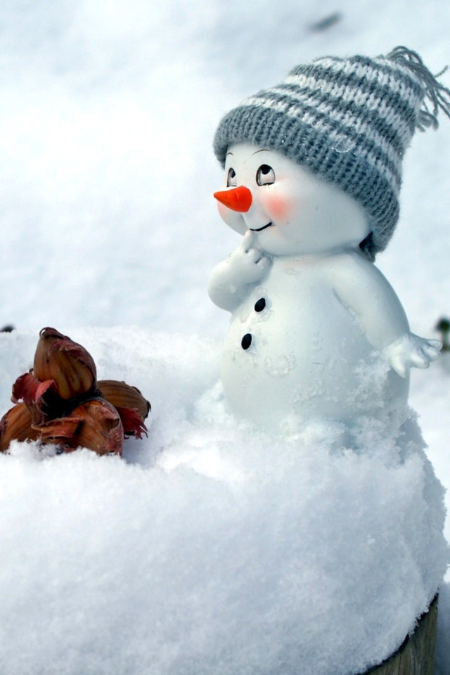 Sfondi Cute Snowman Christmas Decoration Figurine 640x960
