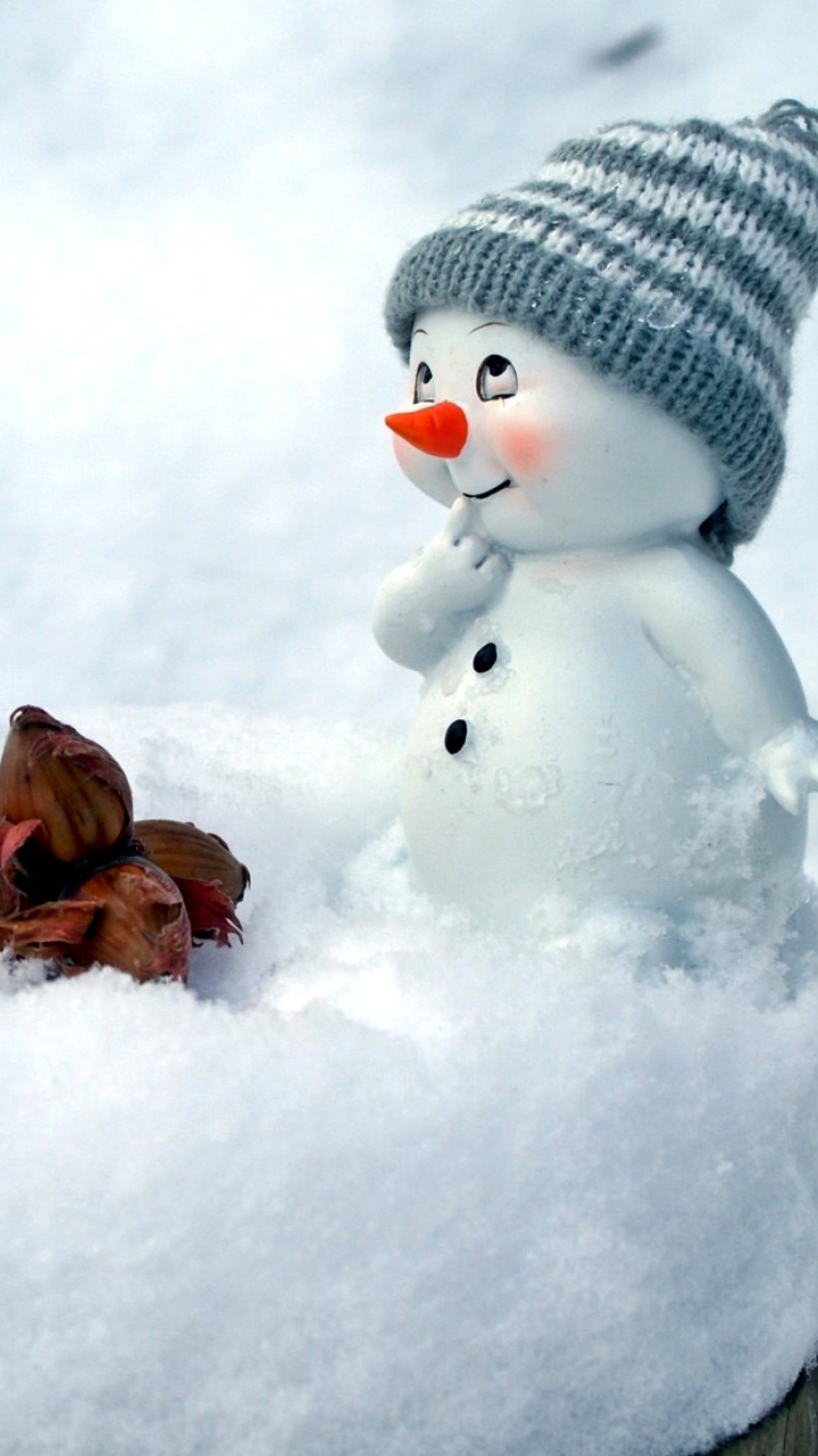 Cute Snowman Christmas Decoration Figurine wallpaper 750x1334