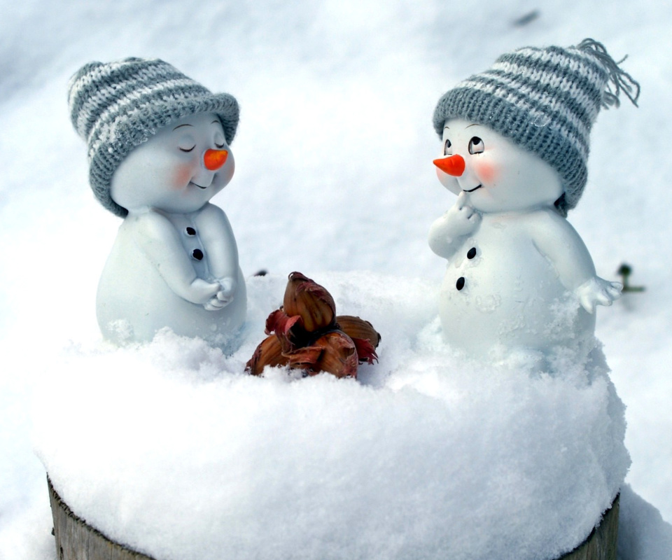 Das Cute Snowman Christmas Decoration Figurine Wallpaper 960x800