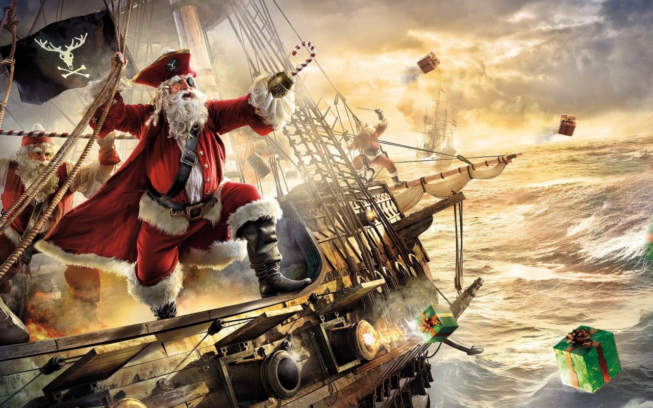 Das Pirate Santa Wallpaper 1280x800