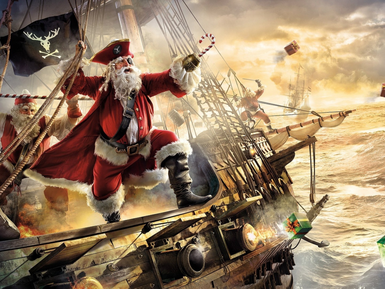 Pirate Santa wallpaper 1280x960