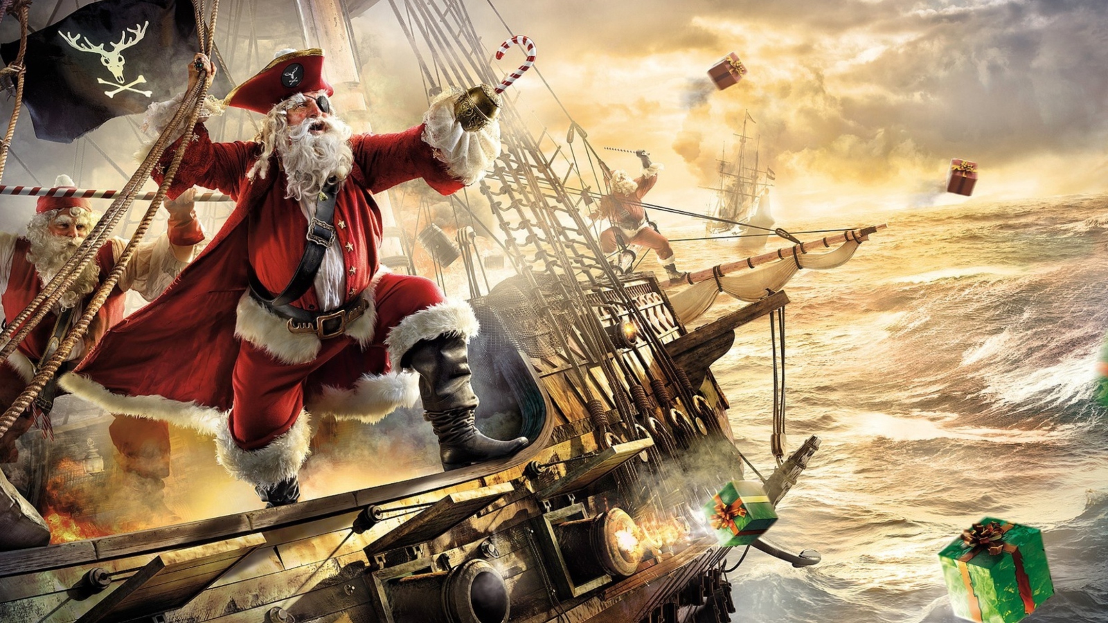 Pirate Santa wallpaper 1600x900