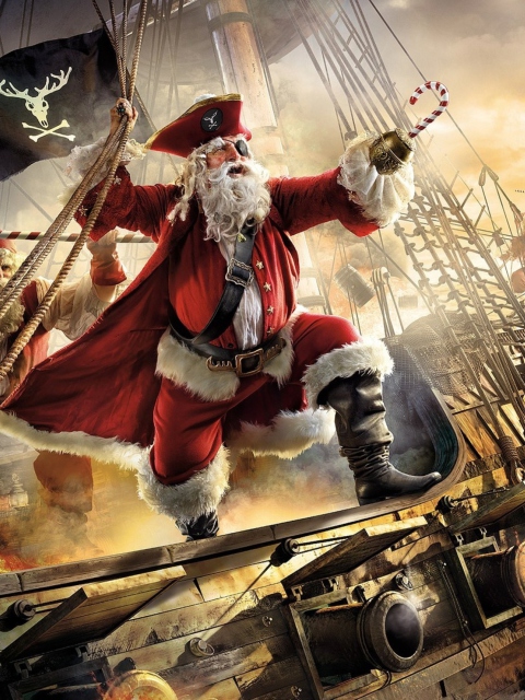Das Pirate Santa Wallpaper 480x640