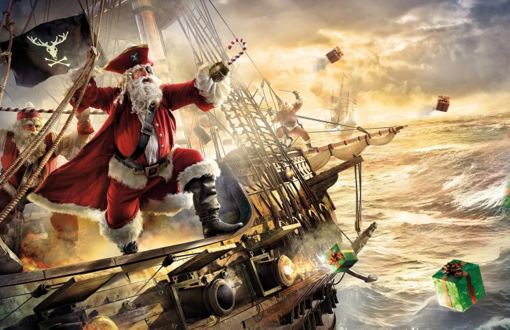 Pirate Santa wallpaper