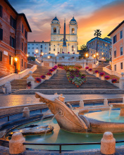 Обои Fontana della Barcaccia and Spanish Steps 176x220