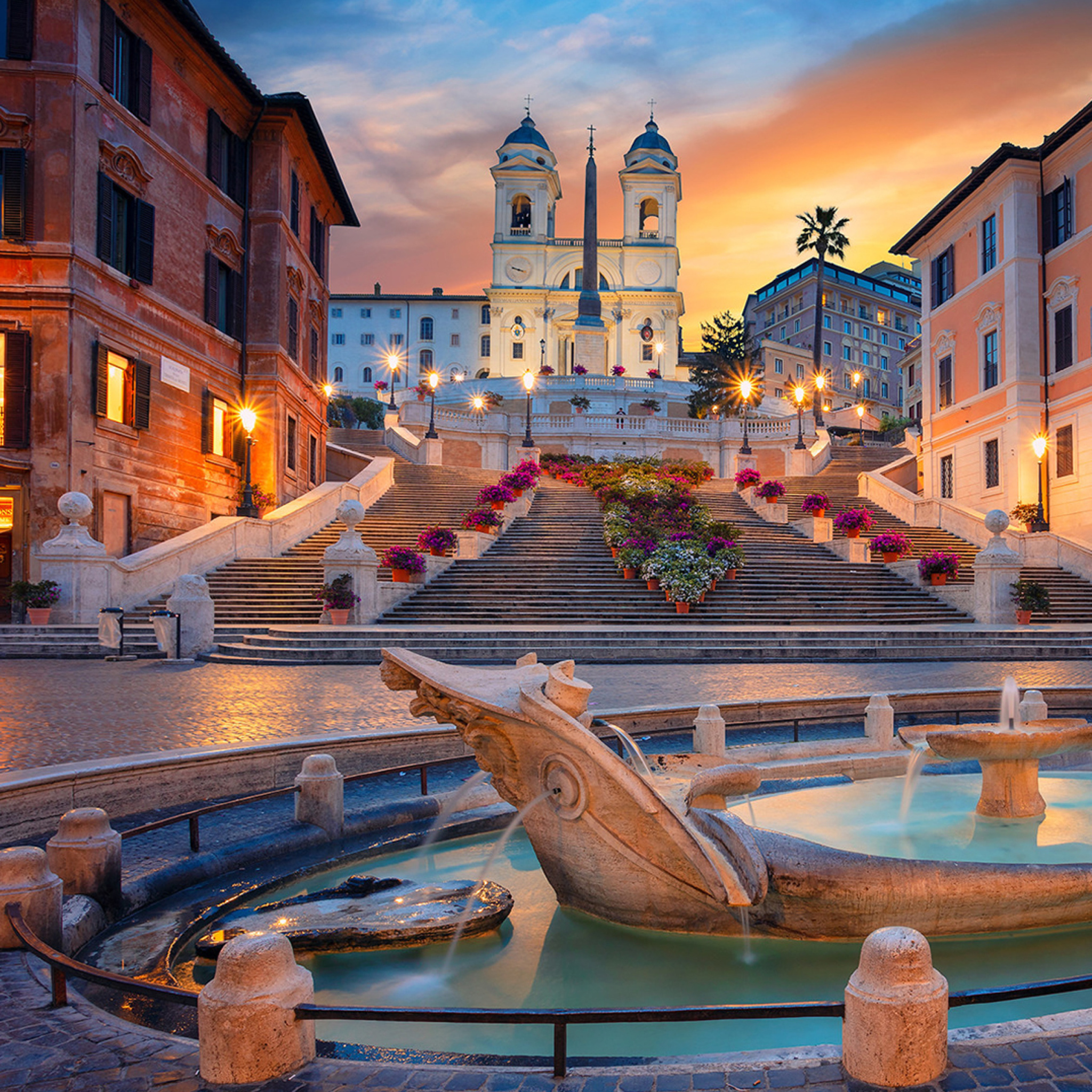 Fontana della Barcaccia and Spanish Steps wallpaper 2048x2048