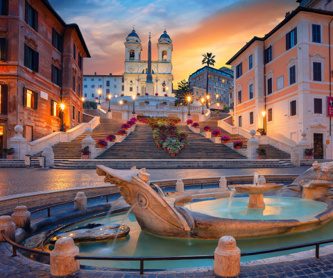 Fontana della Barcaccia and Spanish Steps wallpaper 480x400