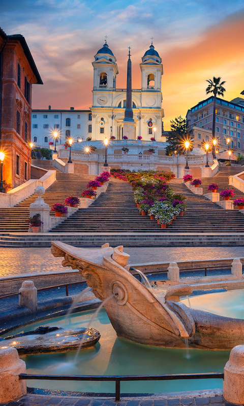 Fontana della Barcaccia and Spanish Steps screenshot #1 480x800