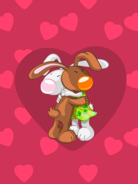Fondo de pantalla Rabbit Hug 480x640