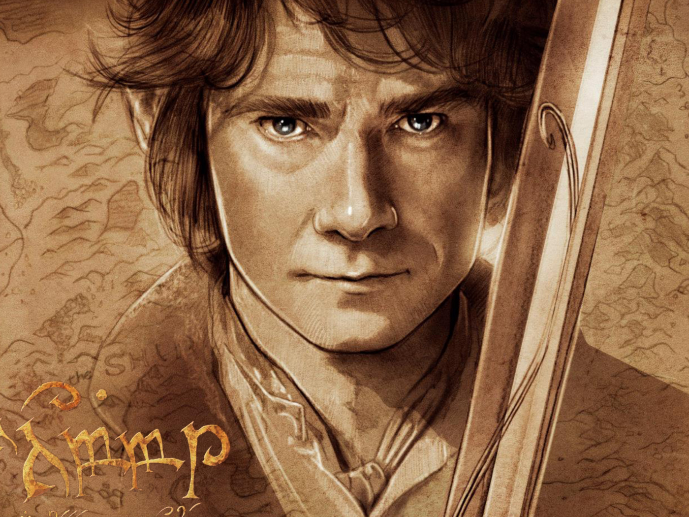 Das The Hobbit Bilbo Baggins Artwork Wallpaper 1400x1050