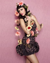 Katy Perry Wearing Flowered Dress wallpaper 176x220