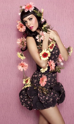 Katy Perry Wearing Flowered Dress wallpaper 240x400