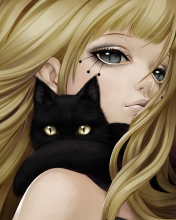 Blonde With Black Cat Drawing screenshot #1 176x220