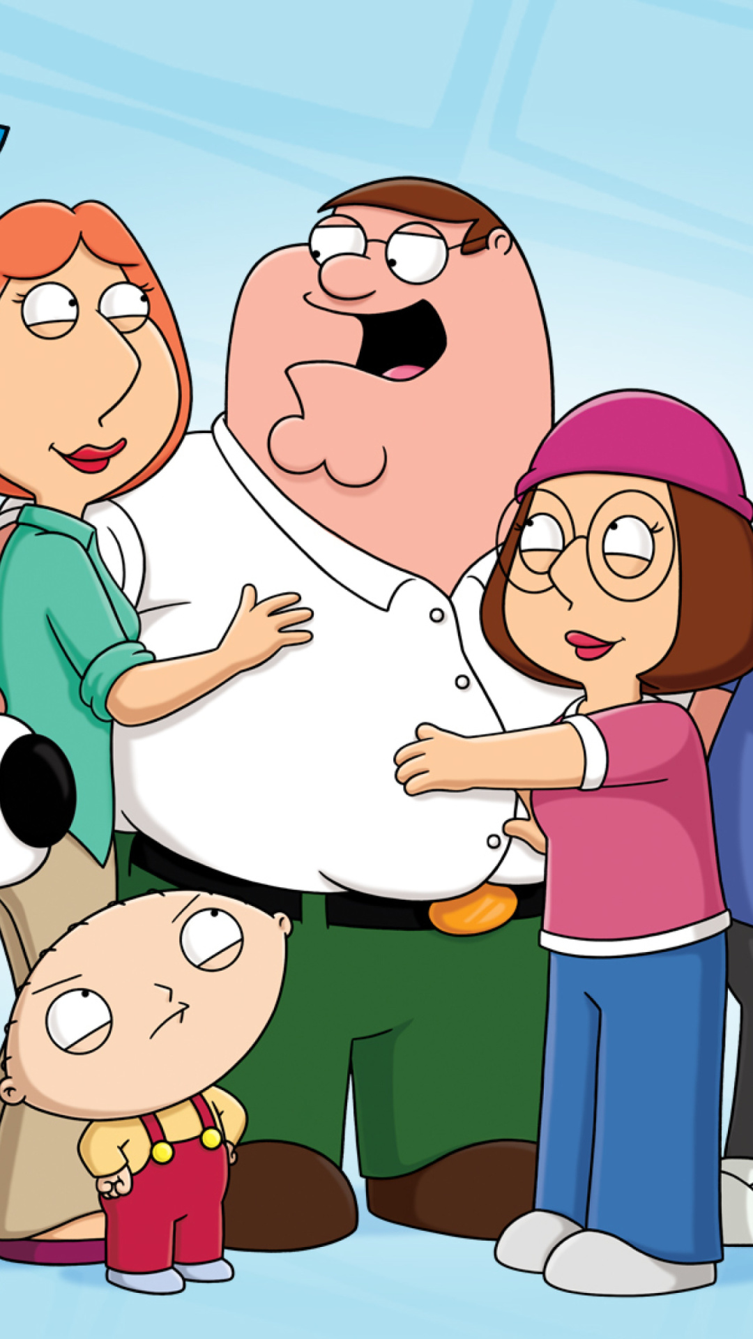 Fondo de pantalla Family Guy: Peter, Brian, Lois, Meg, Chris, Stewie 1080x1920
