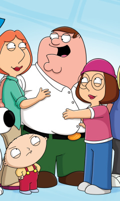 Das Family Guy: Peter, Brian, Lois, Meg, Chris, Stewie Wallpaper 240x400