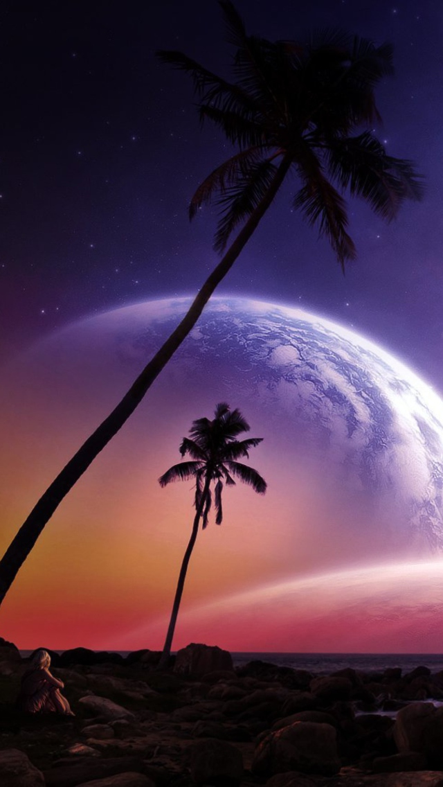 Das Space Island Wallpaper 640x1136