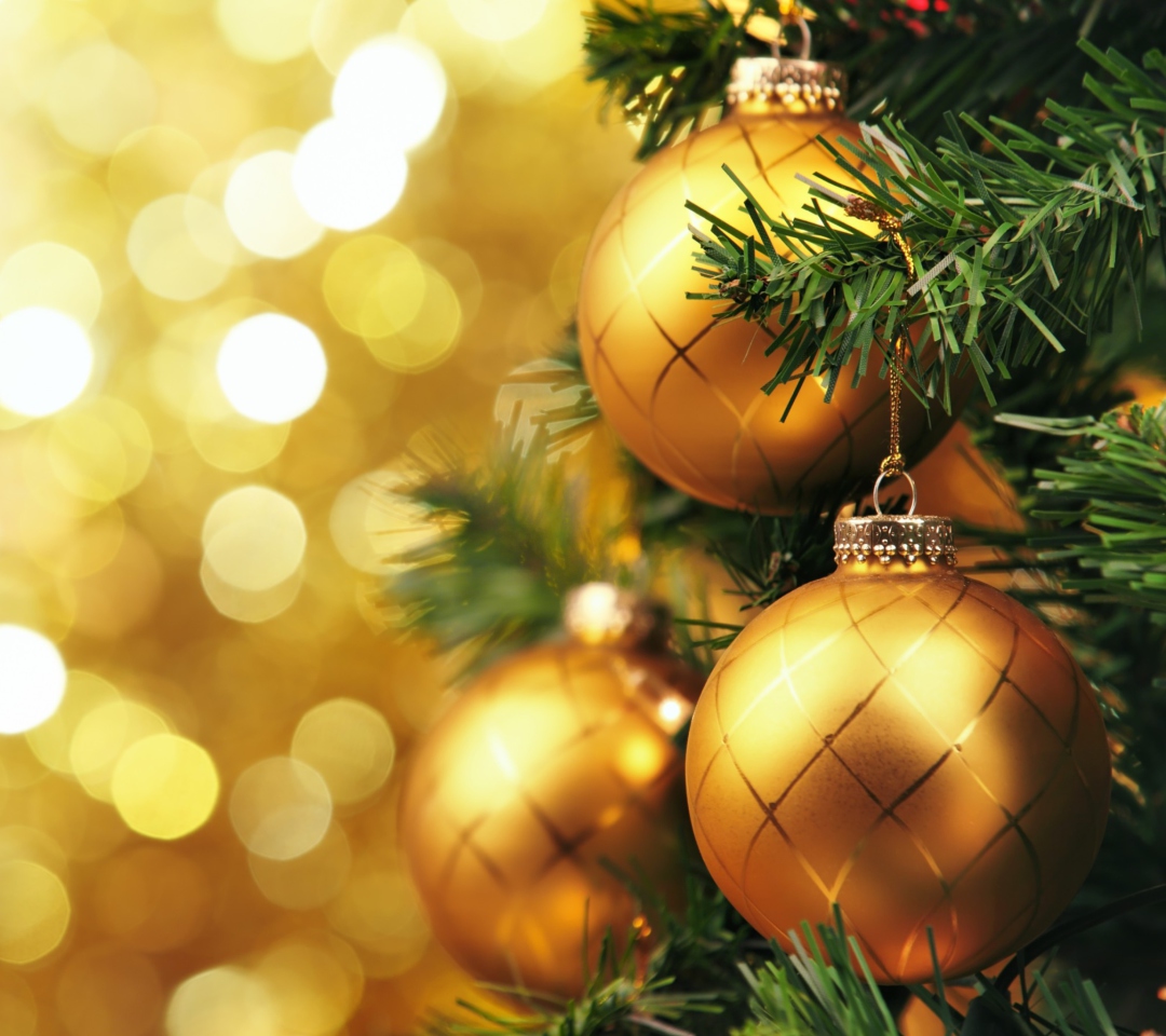 Das Golden Christmas Tree Wallpaper 1080x960