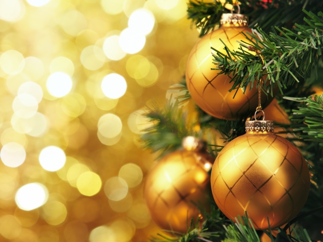 Das Golden Christmas Tree Wallpaper 640x480