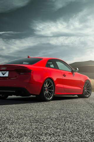 Audi S5 Red Vorsteiner 2015 wallpaper 320x480