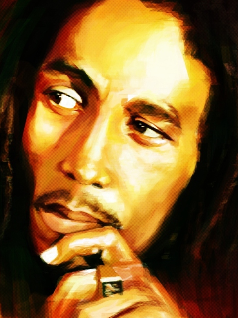 Sfondi Bob Marley Painting 480x640