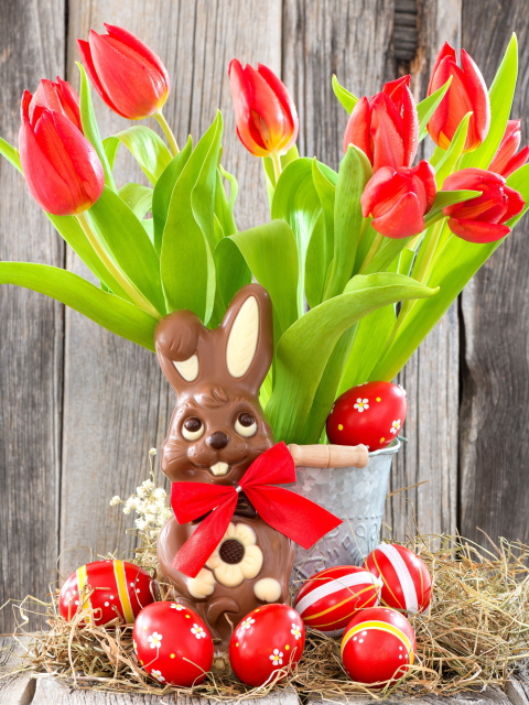 Das Chocolate Easter Bunny Wallpaper 480x640