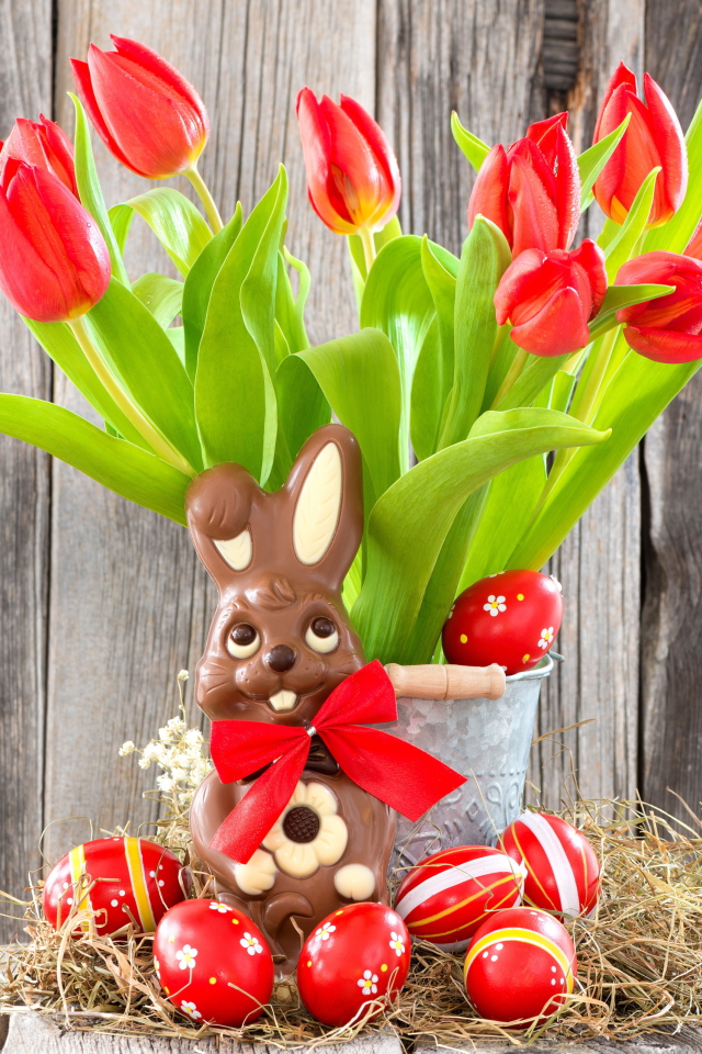 Chocolate Easter Bunny wallpaper 640x960