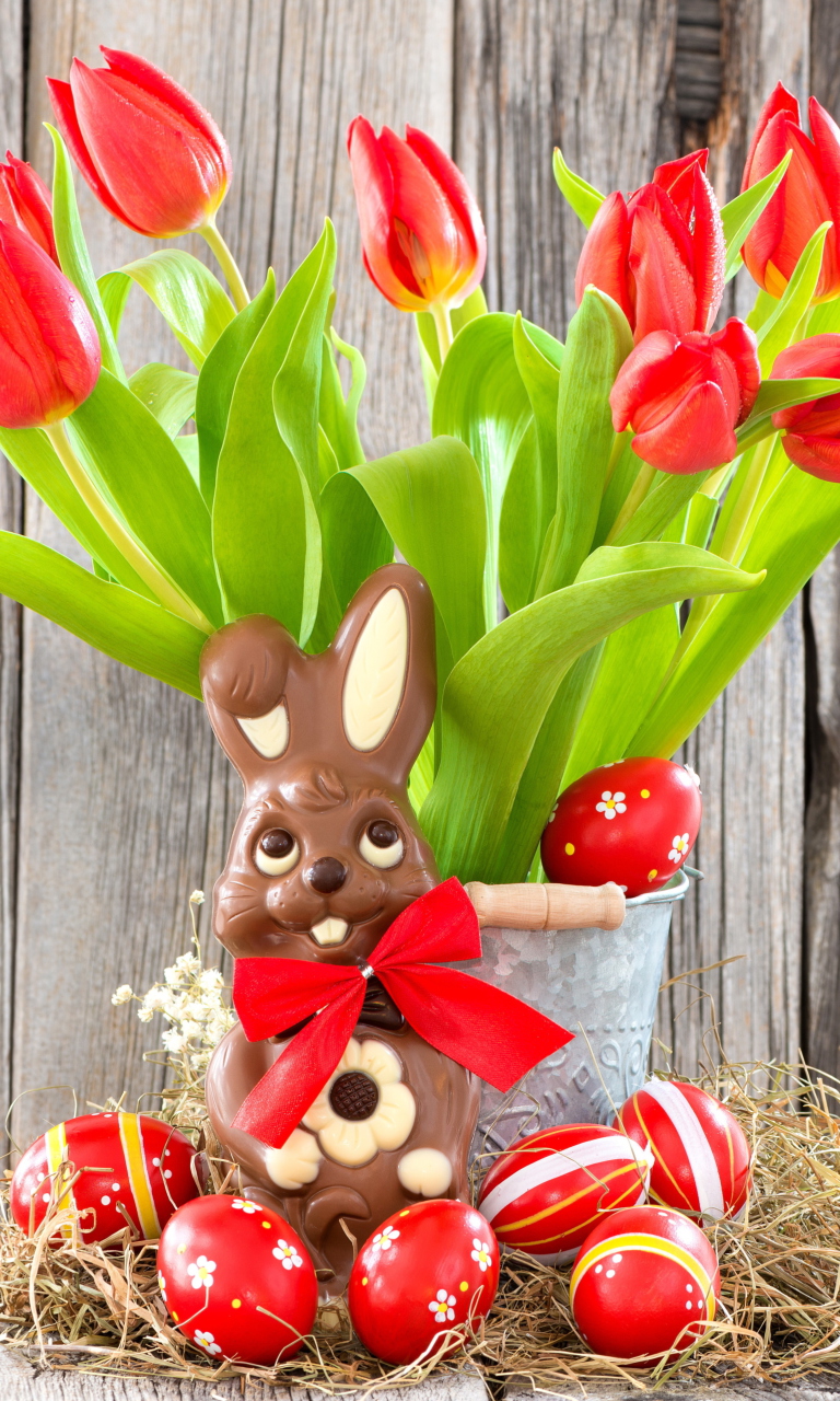 Das Chocolate Easter Bunny Wallpaper 768x1280