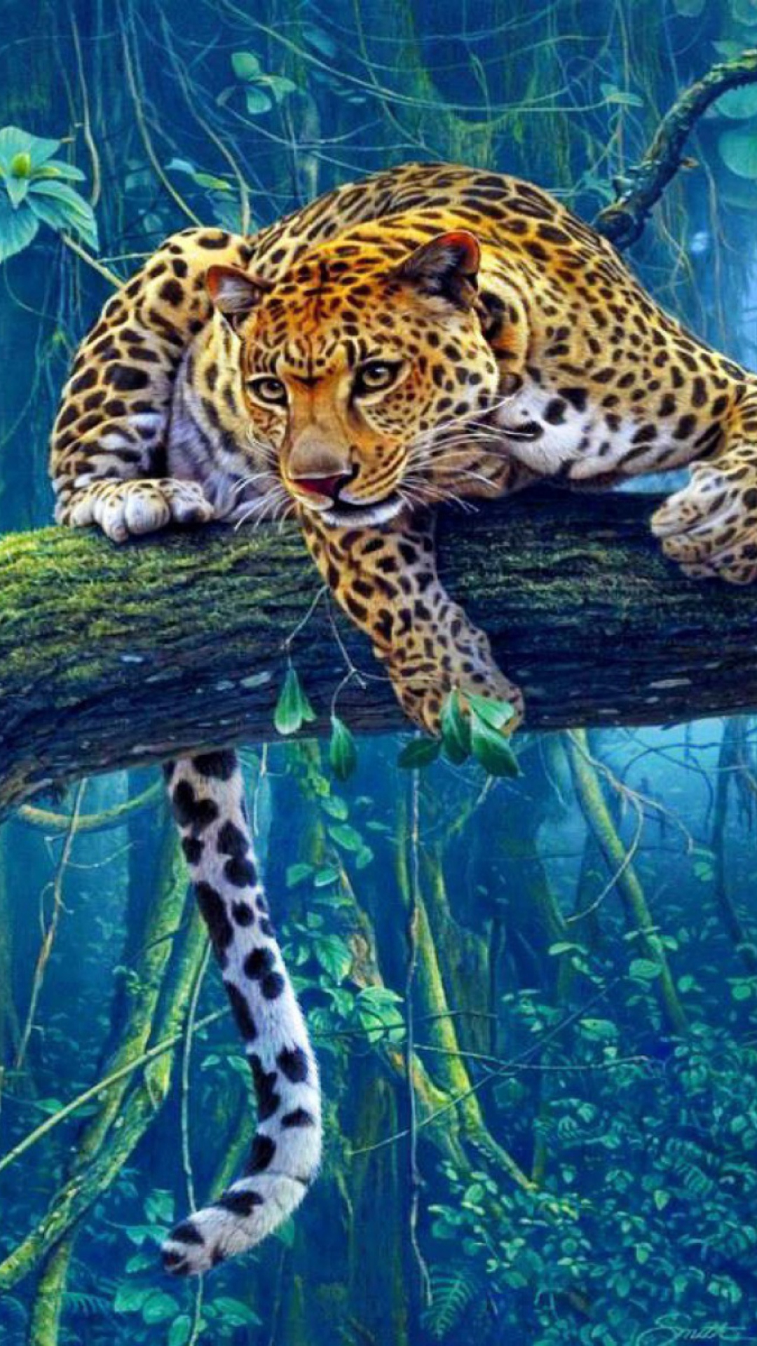 Jungle Tiger Painting wallpaper 1080x1920