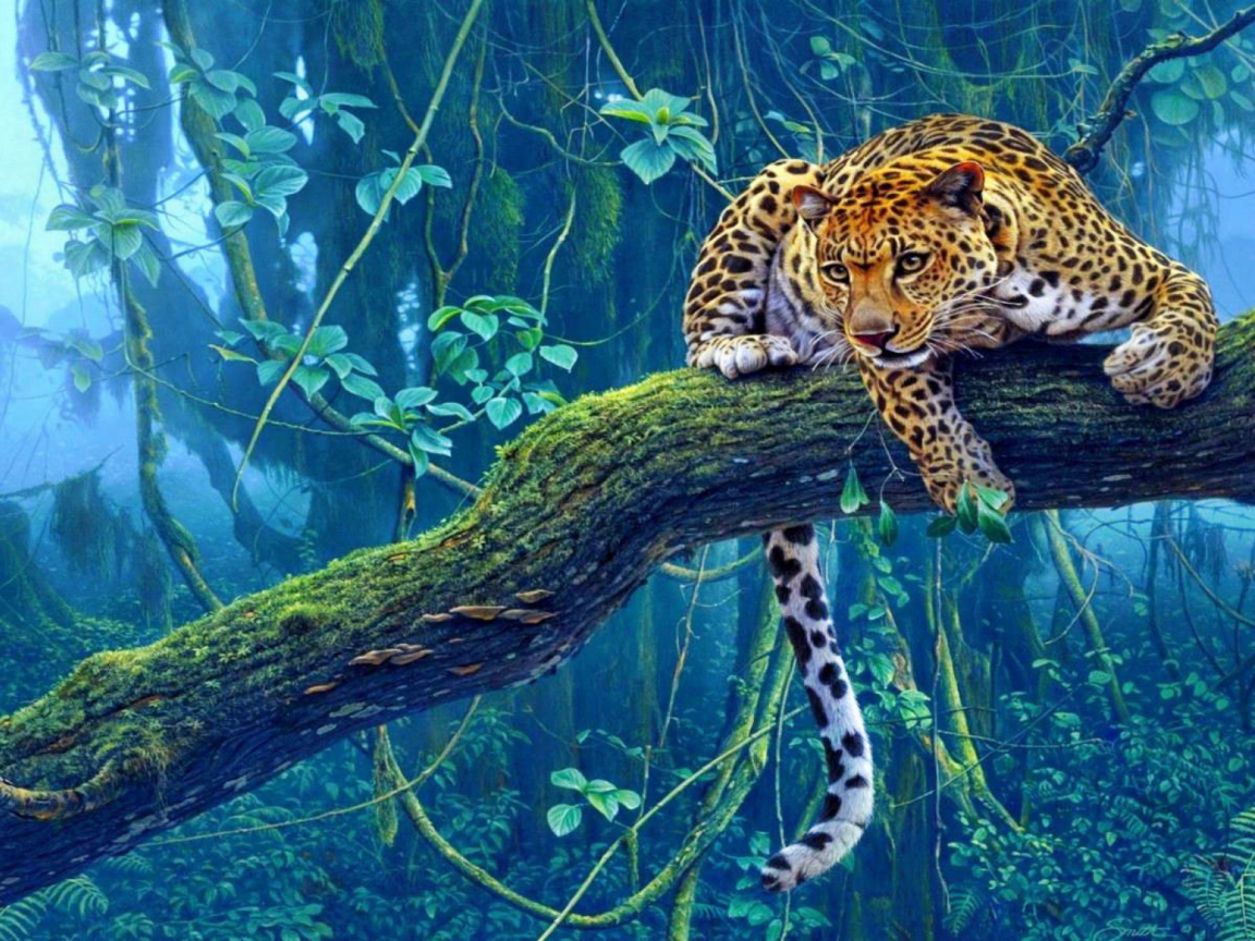 Обои Jungle Tiger Painting 1152x864