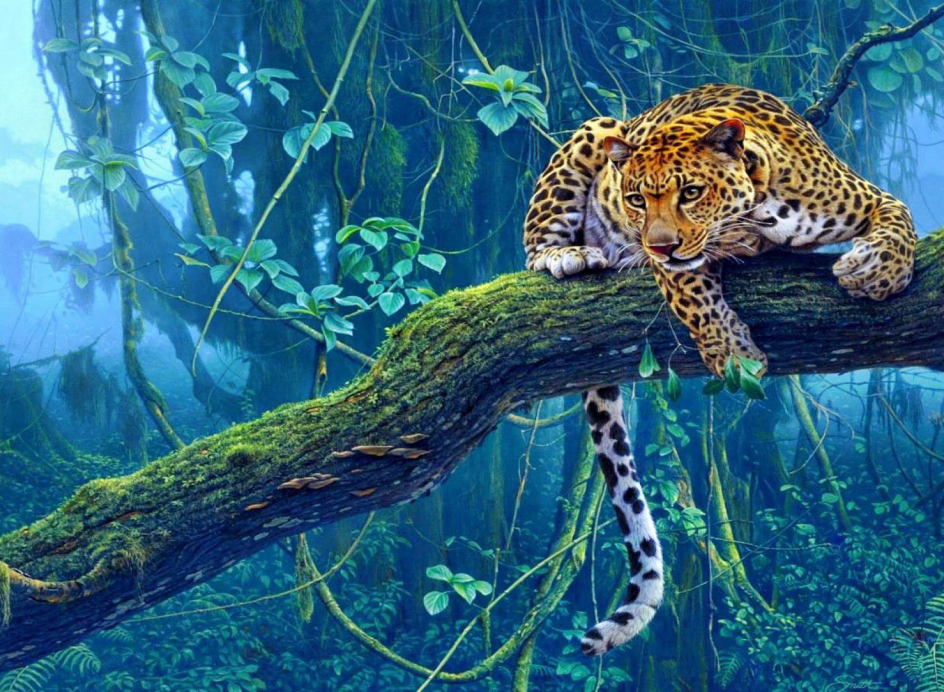 Fondo de pantalla Jungle Tiger Painting 1920x1408