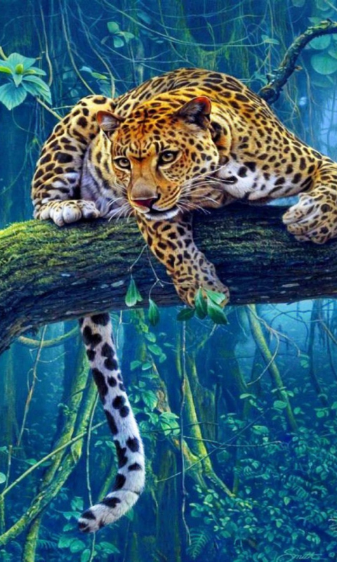 Fondo de pantalla Jungle Tiger Painting 480x800