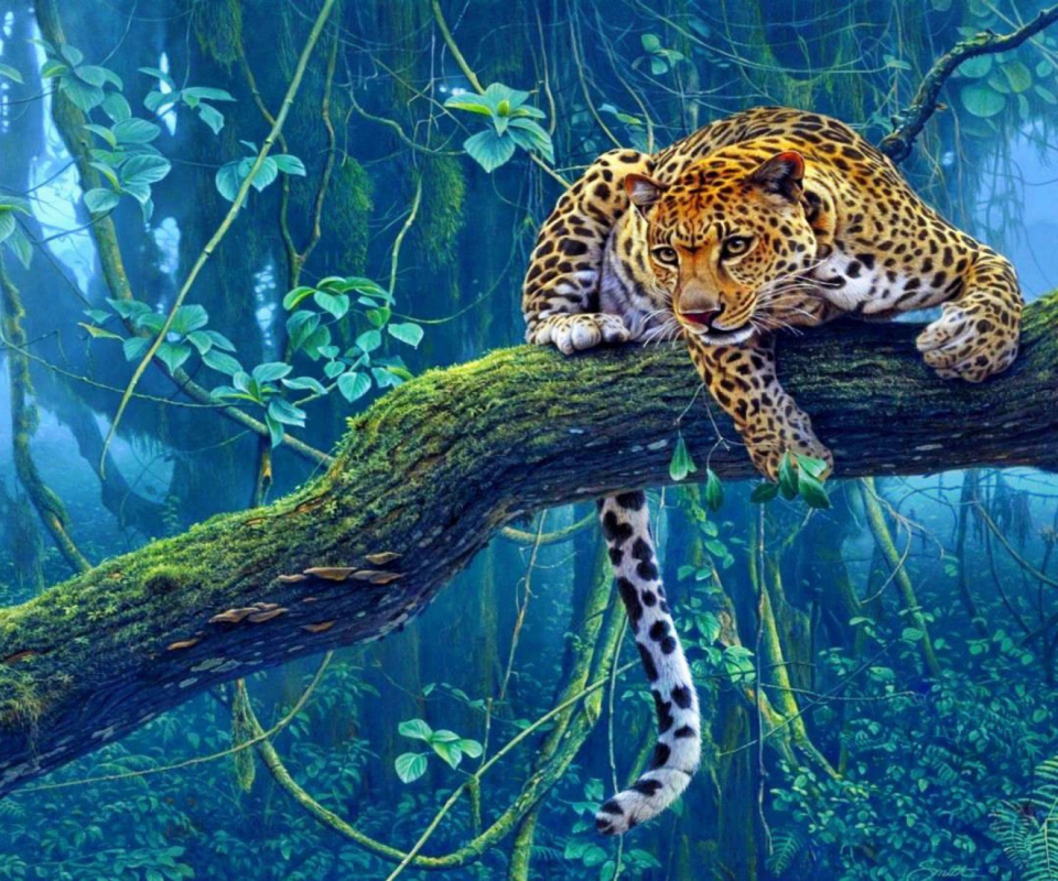 Fondo de pantalla Jungle Tiger Painting 960x800