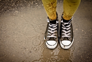 Sneakers And Rain Picture for Android, iPhone and iPad