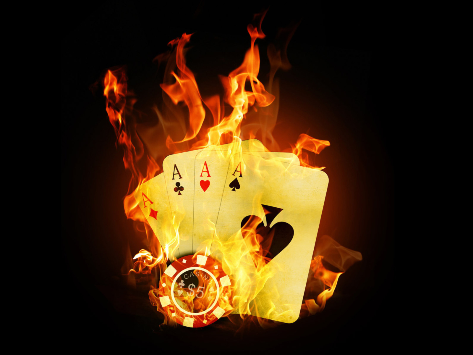 Fire Cards In Casino wallpaper 1600x1200
