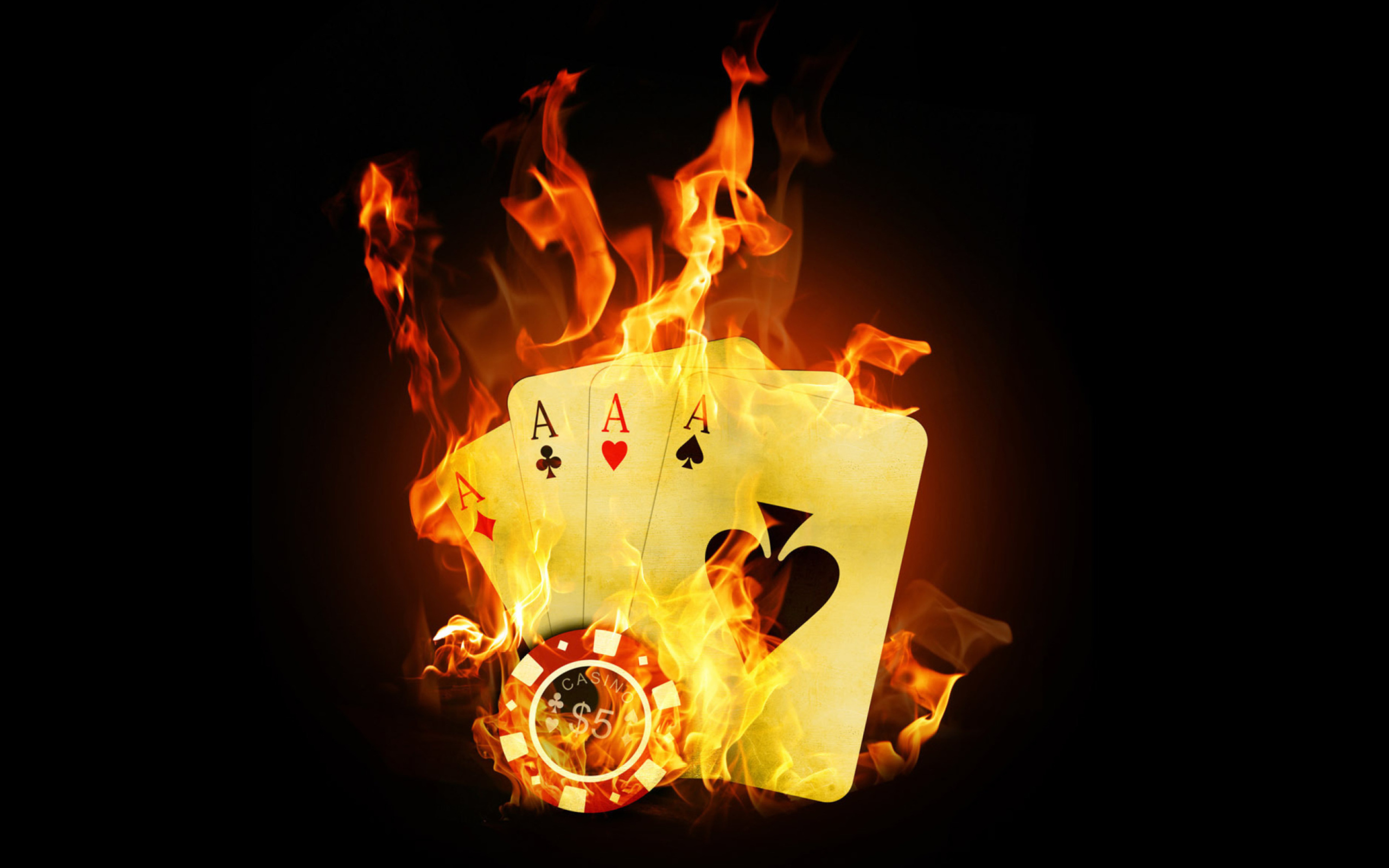Das Fire Cards In Casino Wallpaper 2560x1600
