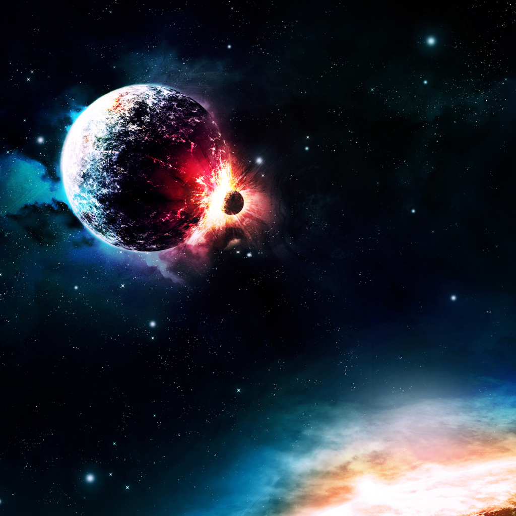 Fondo de pantalla Planet Collision 1024x1024