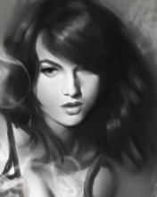 Monochrome Drawing Of Girl screenshot #1 176x220