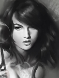 Monochrome Drawing Of Girl screenshot #1 240x320
