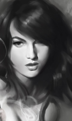 Monochrome Drawing Of Girl screenshot #1 240x400