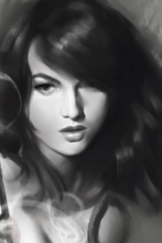 Monochrome Drawing Of Girl screenshot #1 320x480