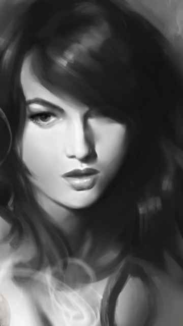 Monochrome Drawing Of Girl screenshot #1 360x640
