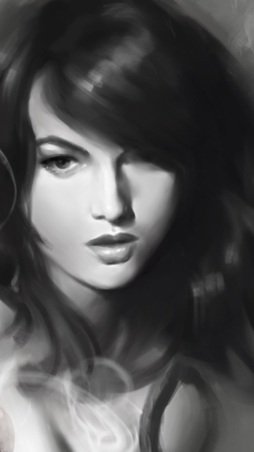 Das Monochrome Drawing Of Girl Wallpaper 360x640